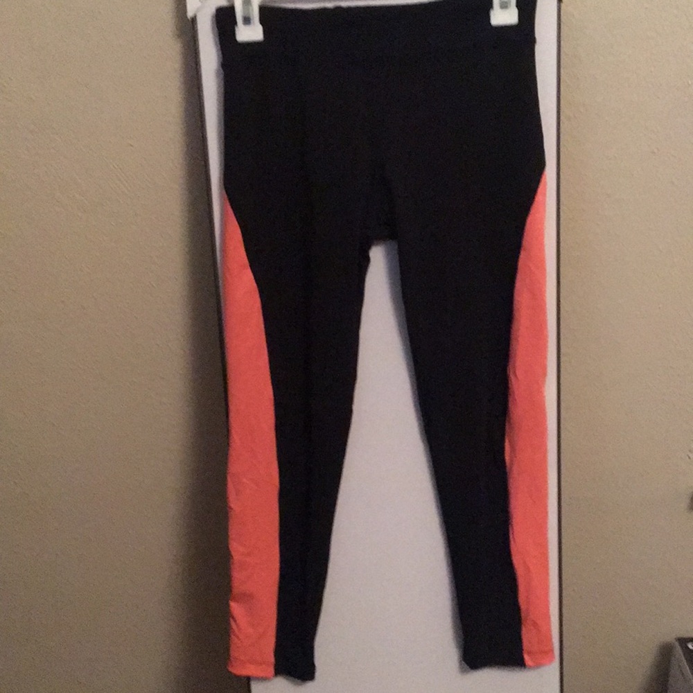 Black and pink Capri length exercise pants